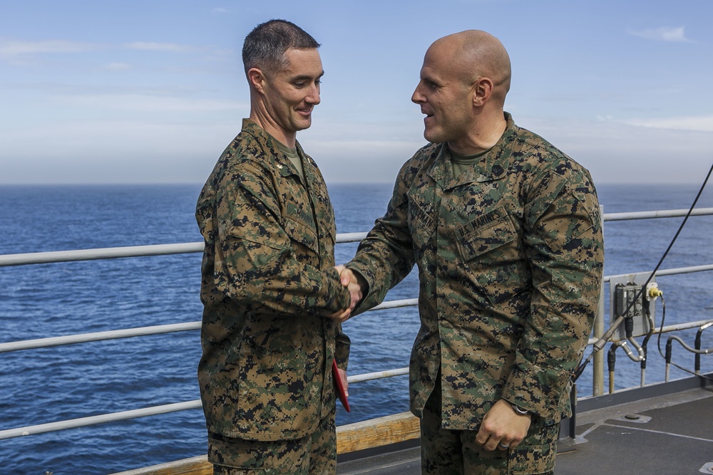 Fox Company's Commanding Officer Promoted at Sea