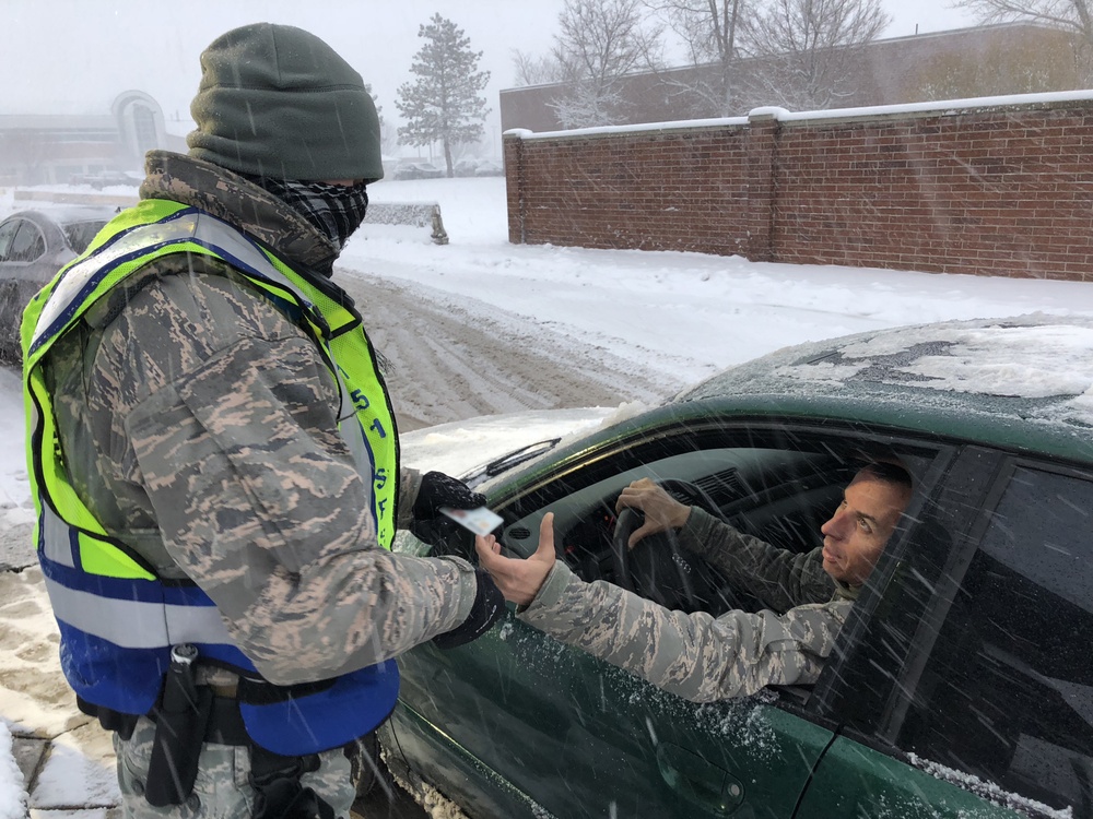 Checking IDs on a snowy day