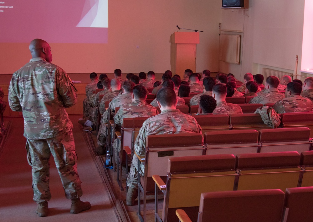 US Army Soldiers attend a leadership development class