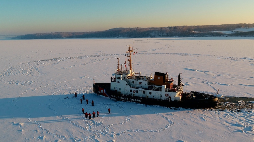 Coast Guard Cutter Penobscot Bay Hove-to in Ice on the Hudson River