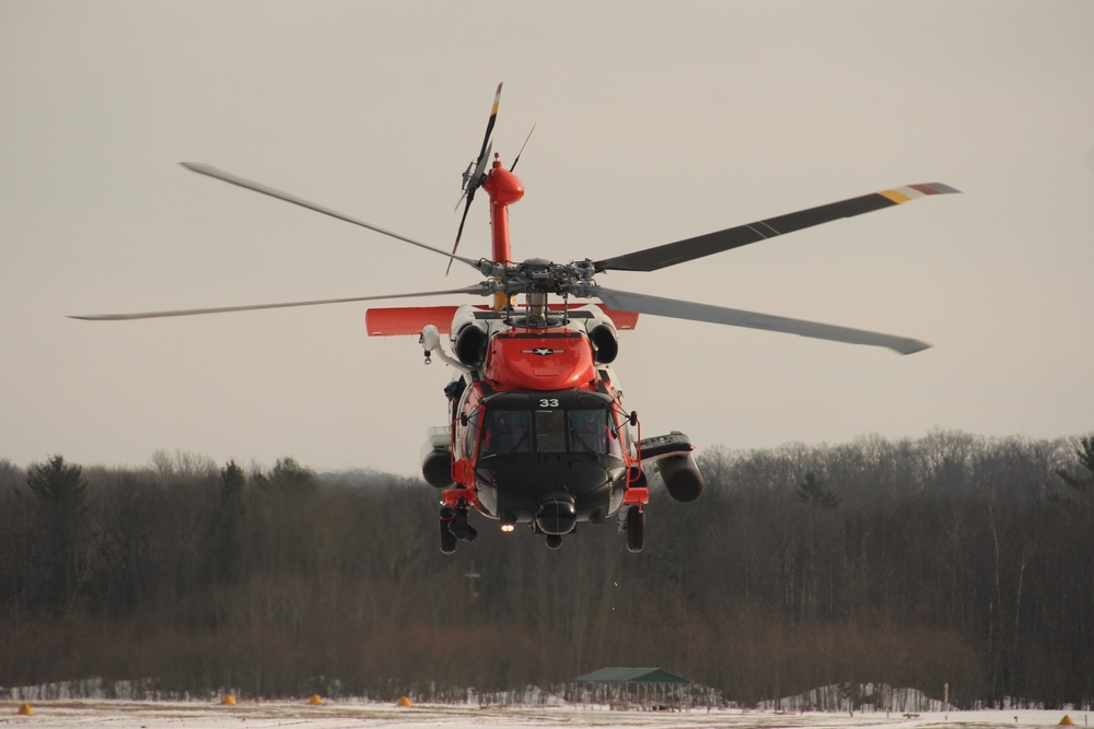 MH-60 Jayhawk Helicopter practices snow landing