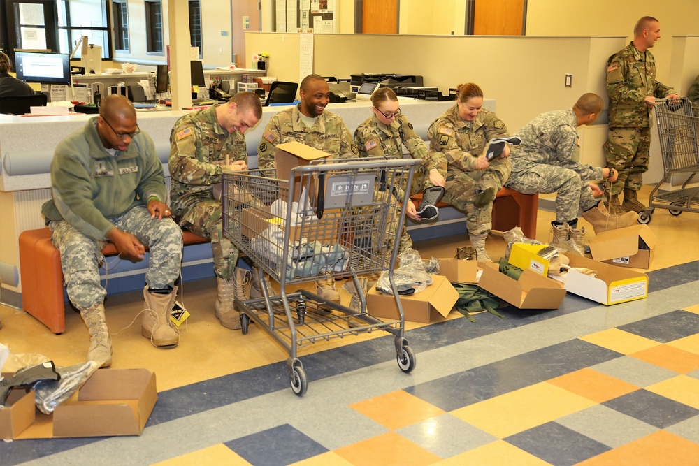 Operation Cold Steel II Soldiers receive equipment issue at Fort McCoy