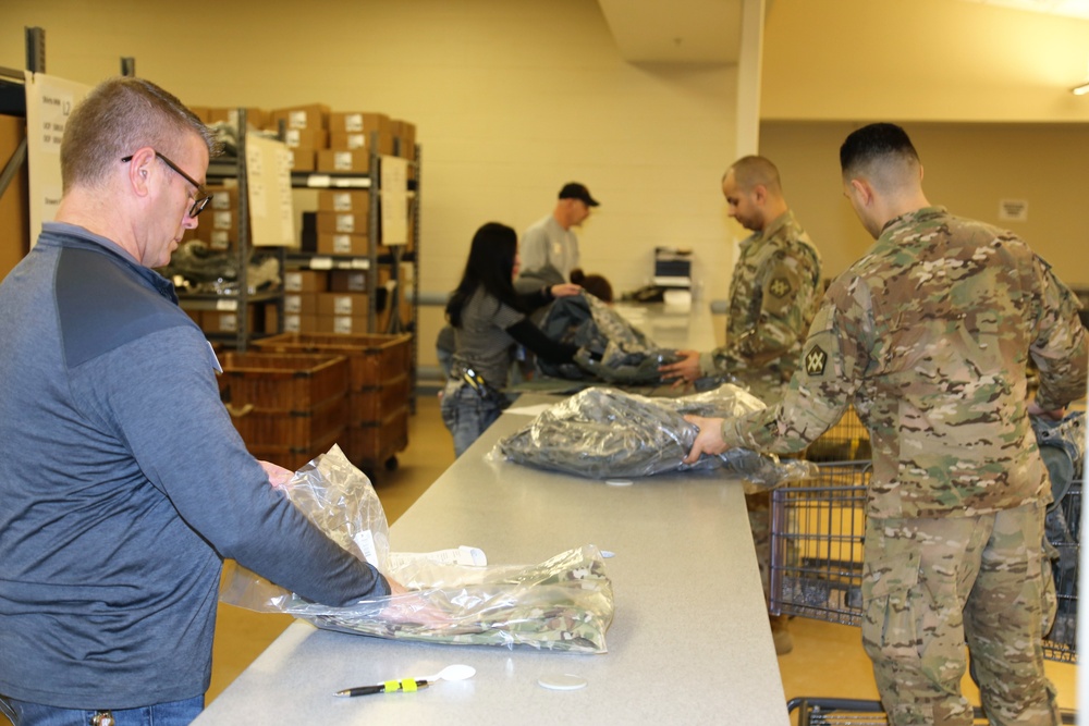 Operation Cold Steel II Soldiers receive equipment issue at Fort McCoy