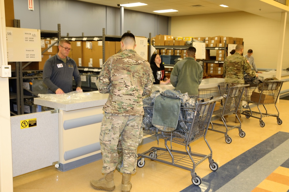 Operation Cold Steel II Soldiers receive equipment issue at Fort McCoy