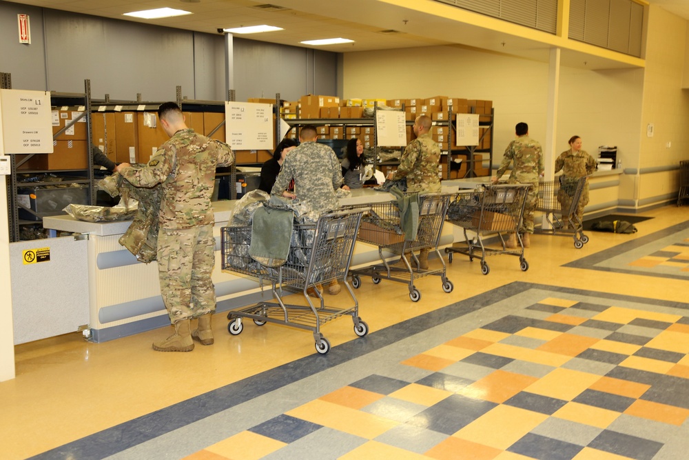 Operation Cold Steel II Soldiers receive equipment issue at Fort McCoy