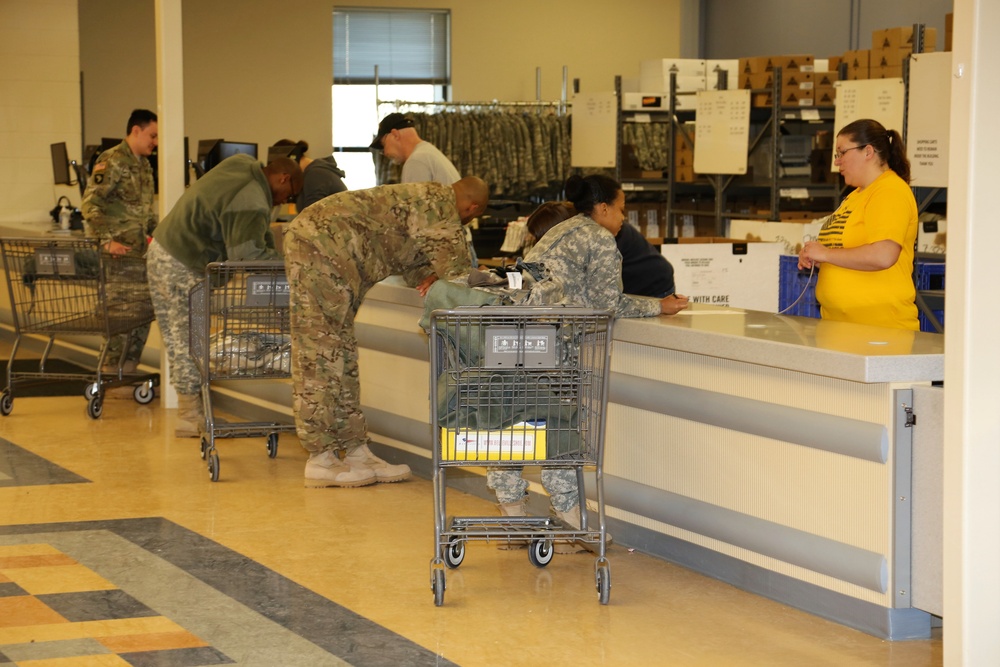 Operation Cold Steel II Soldiers receive equipment issue at Fort McCoy