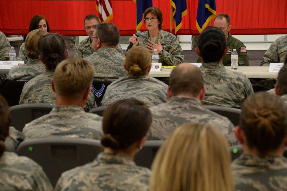 Panel answers questions during commander's call