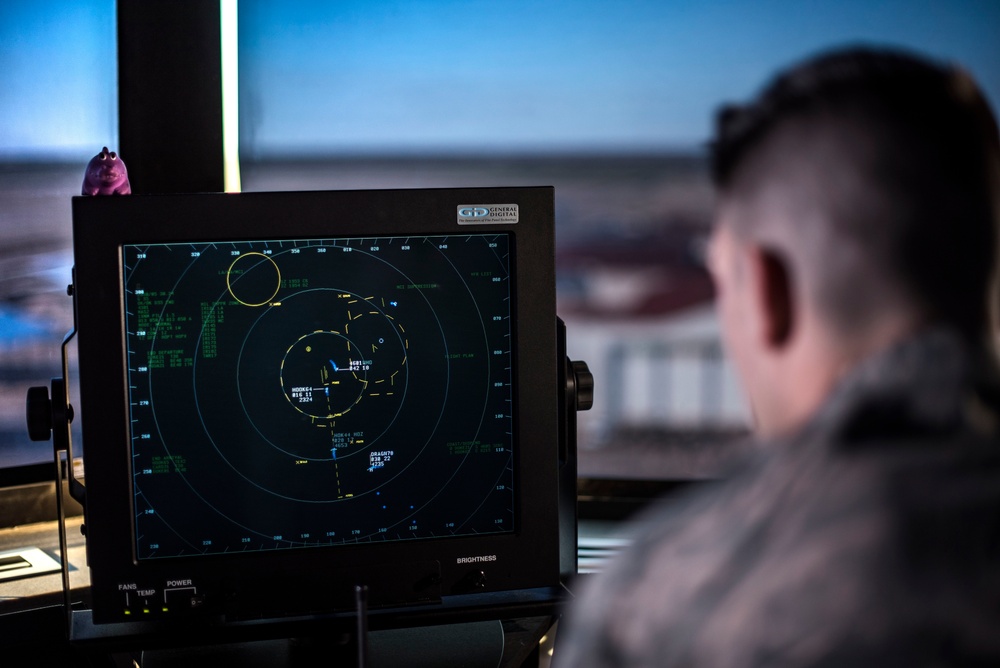 Vance air traffic controllers monitor the skies