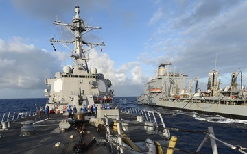 USS Mustin Relenishment-at-Sea with USNS Rappahannock