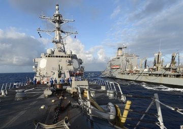 USS Mustin Relenishment-at-Sea with USNS Rappahannock