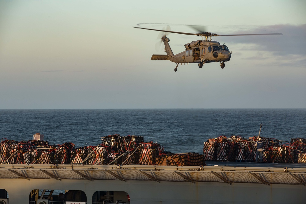 USS Oak Hill Conducts Replenishment at Sea in Atlantic Ocean