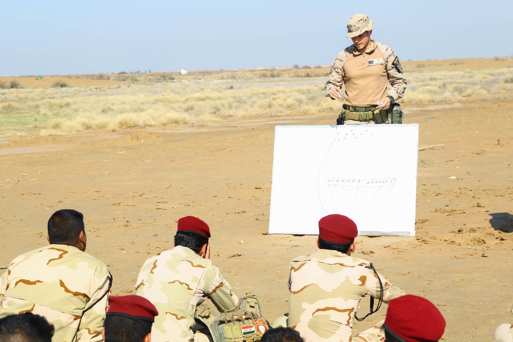 Iraqi Army conduct platoon tactics at Besmaya Range Complex