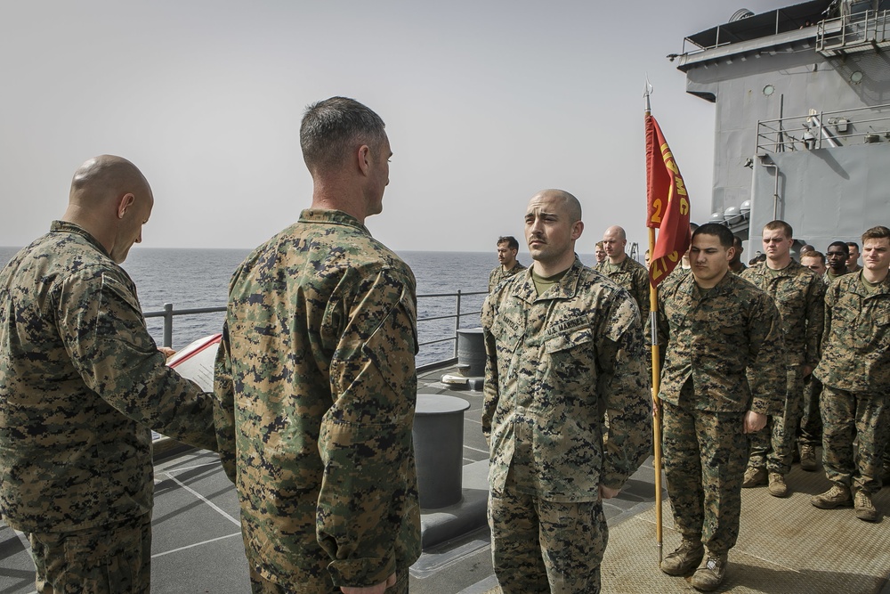 Fox Company Staff Noncommissioned Officer Reenlists at Sea