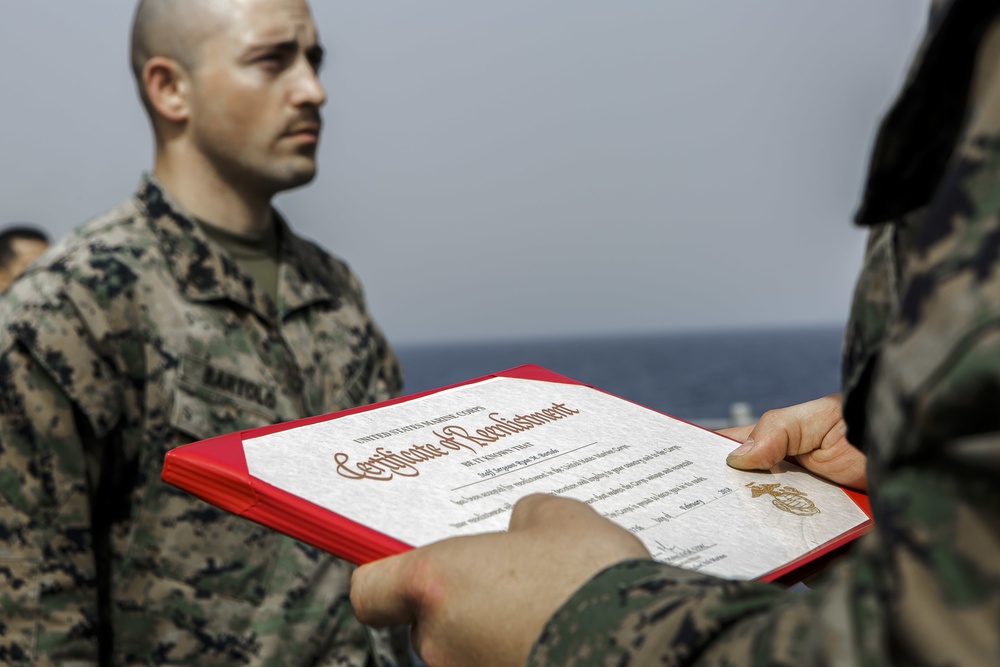 Fox Company Staff Noncommissioned Officer Reenlists at Sea