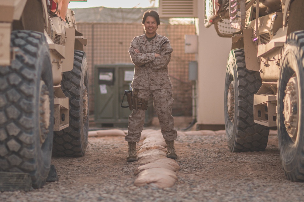 International Women's Day portrait of a U.S. Marine and San Jose native in Afghanistan