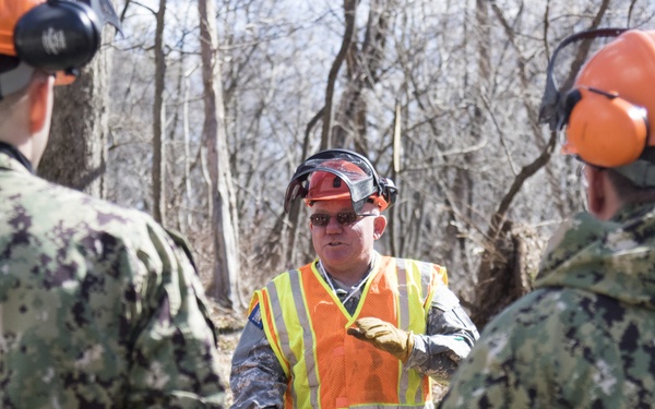 NY Military Force members conduct chainsaw training at Camp Smith