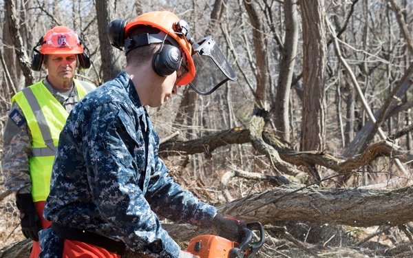 NY Military Force members conduct chainsaw training at Camp Smith