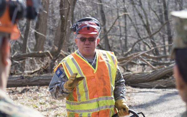 NY Military Force members conduct chainsaw training at Camp Smith