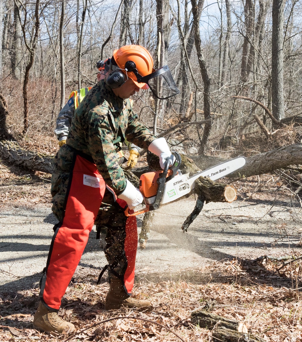 NY Military Force members conduct chainsaw training at Camp Smith