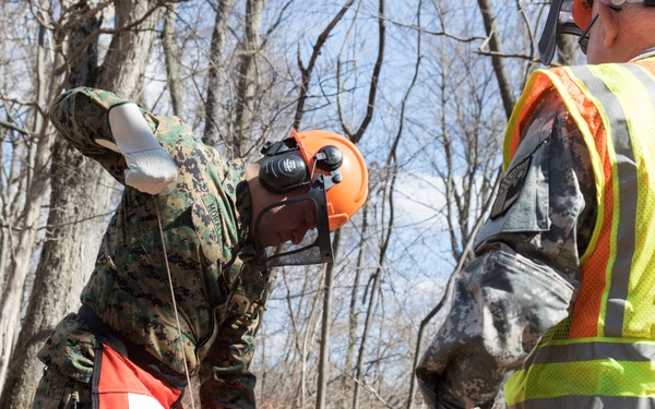 NY Military Force members conduct chainsaw training at Camp Smith