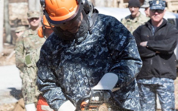 NY Military Force members conduct chainsaw training at Camp Smith