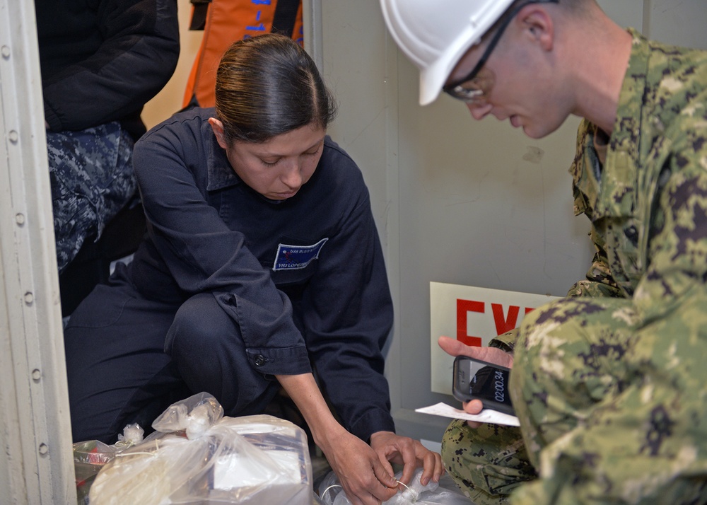 Sailors participate in medical drill