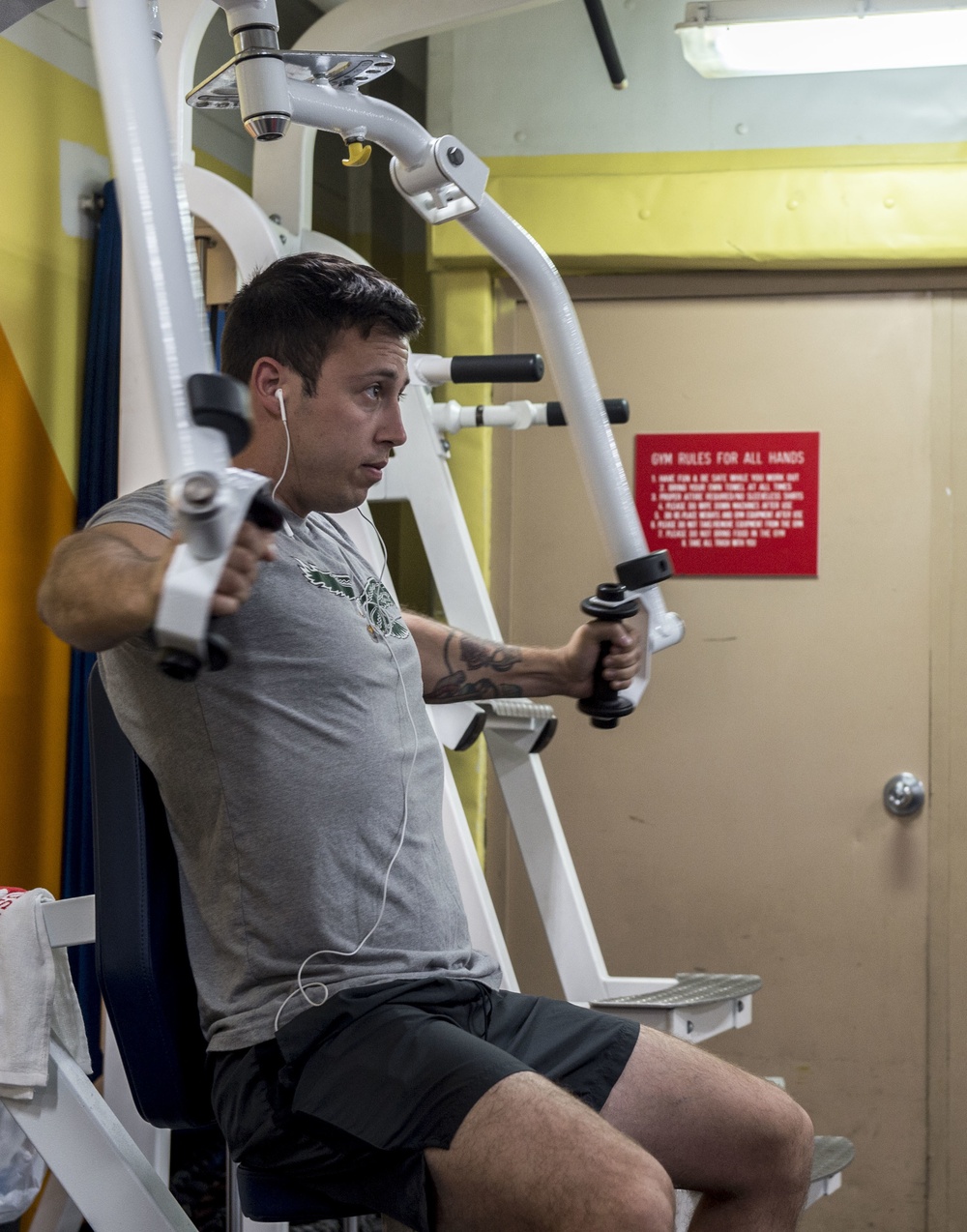 Sailor Does Physical Exercises Aboard USNS Mercy