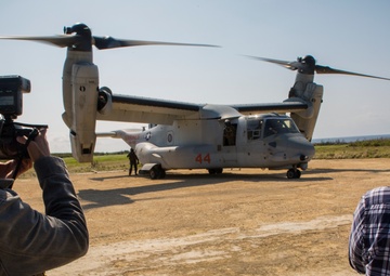 Japanese media outlets board MV-22 Osprey in Okinawa, Japan