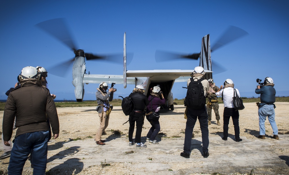 Japanese media outlets board MV-22 Osprey in Okinawa, Japan