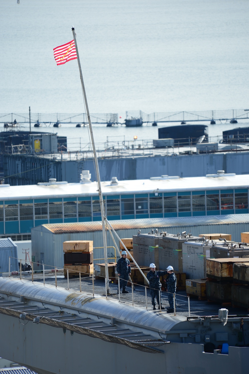 USS Nimitz prepares to enter dry dock