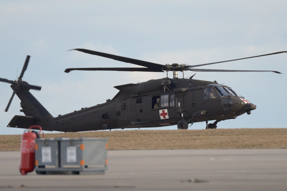 Roll-on landing in a HH-60 MEDEVAC helicopter