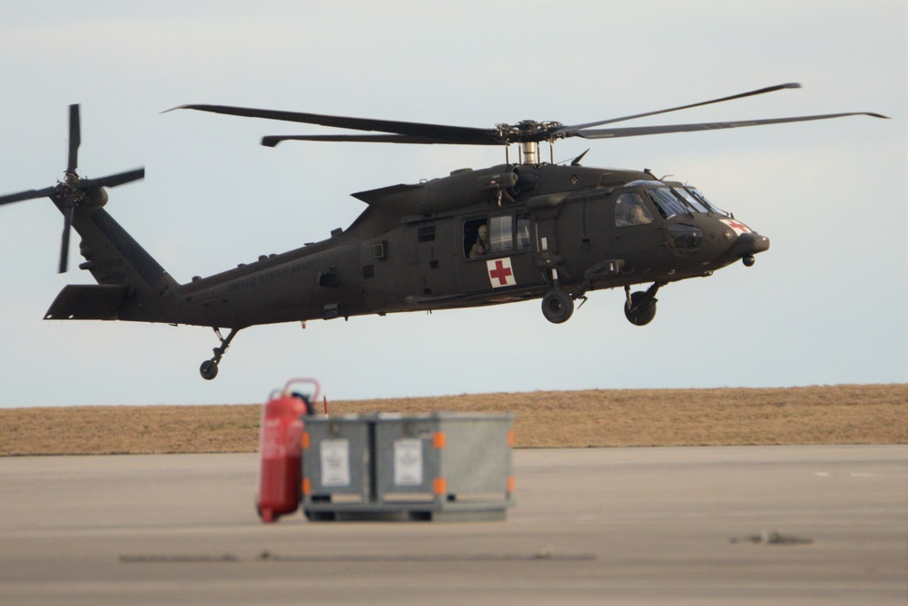 Roll-on landing in a HH-60 MEDEVAC helicopter