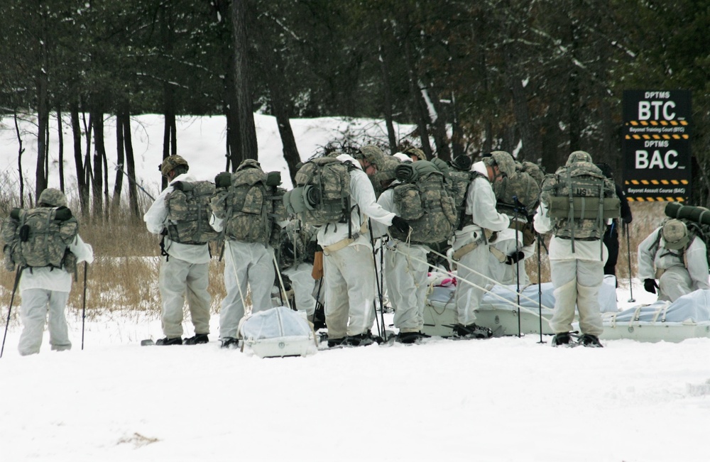 Cold-Weather Operations Course Class 18-06 students prepare for snowshoe training at Fort McCoy