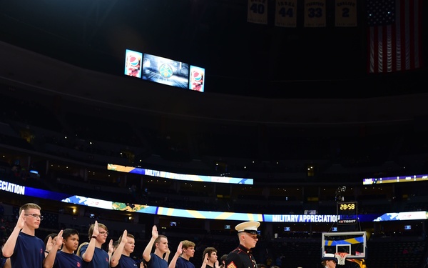 Military members honored at Denver Nuggets game