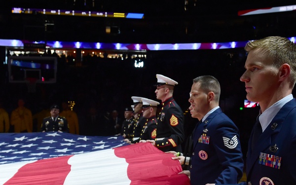 Military members honored at Denver Nuggets game