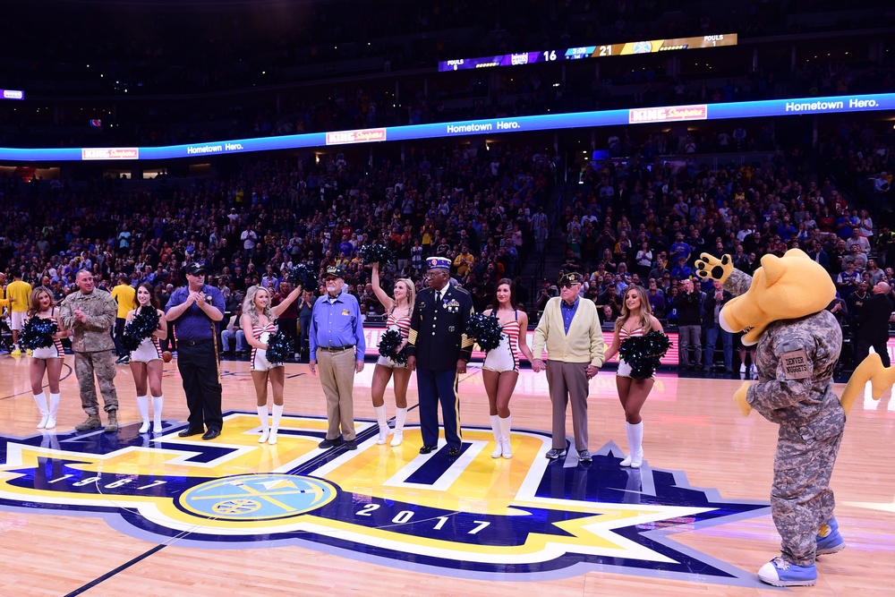 Military members honored at Denver Nuggets game