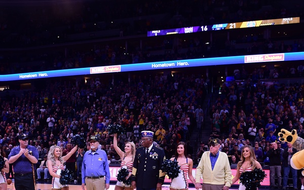 Military members honored at Denver Nuggets game