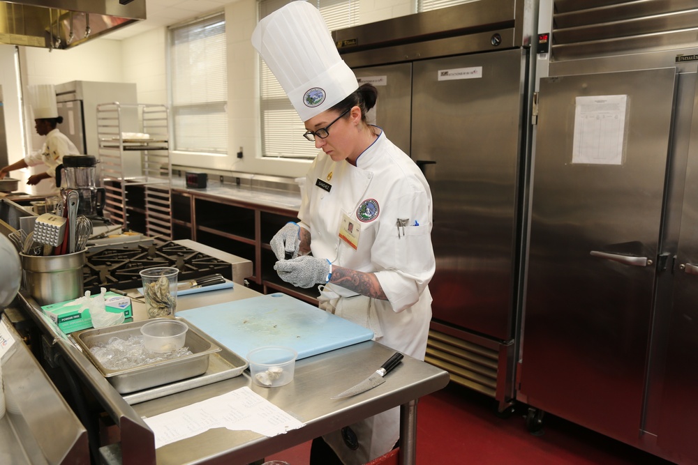 Staff Sgt. Paula Sanchez Joint Base Lewis-McChord Culinary Team preps her Chef of the Year dish