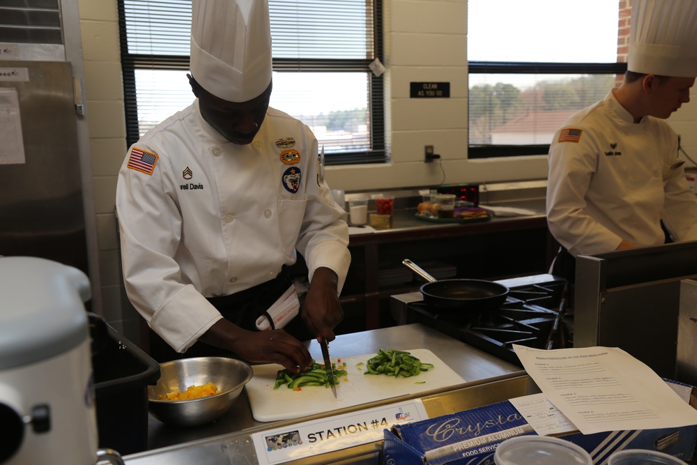 Staff. Sgt. Terrell Davis U.S. Army Alaska Culinary Team preps his Chef of the Year dish