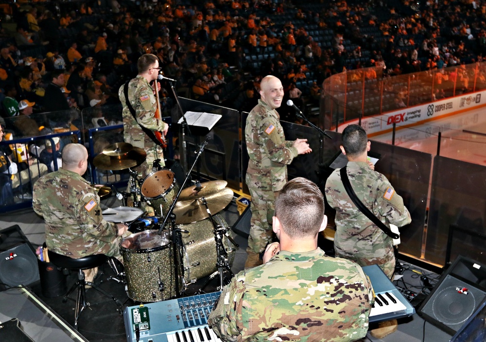 101st ABN DIV Band performs at NHL game