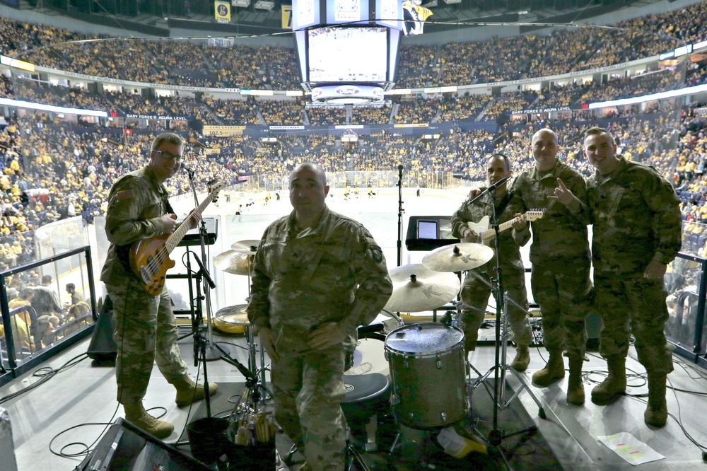 101st ABN DIV Band performs at NHL game