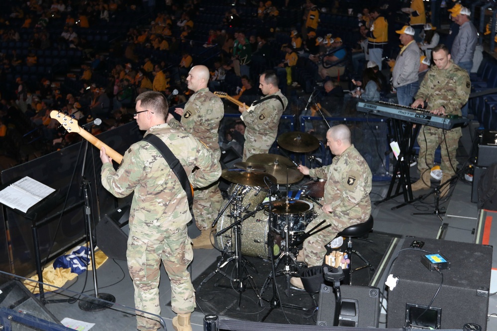 101st ABN DIV Band performs at NHL game