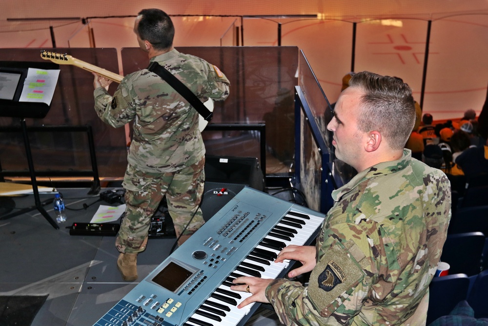 101st ABN DIV Band performs at NHL game