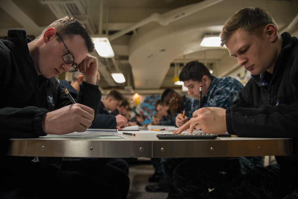 USS John C. Stennis (CVN 74) Takes Advancement Exam