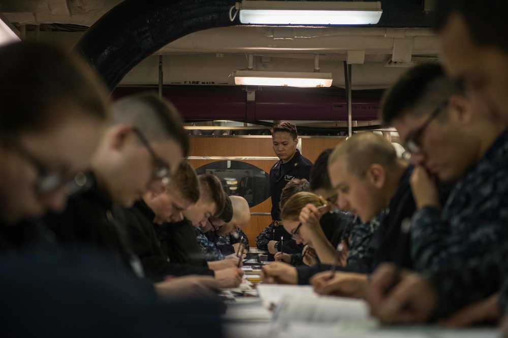 USS John C. Stennis (CVN 74) Takes Advancement Exam