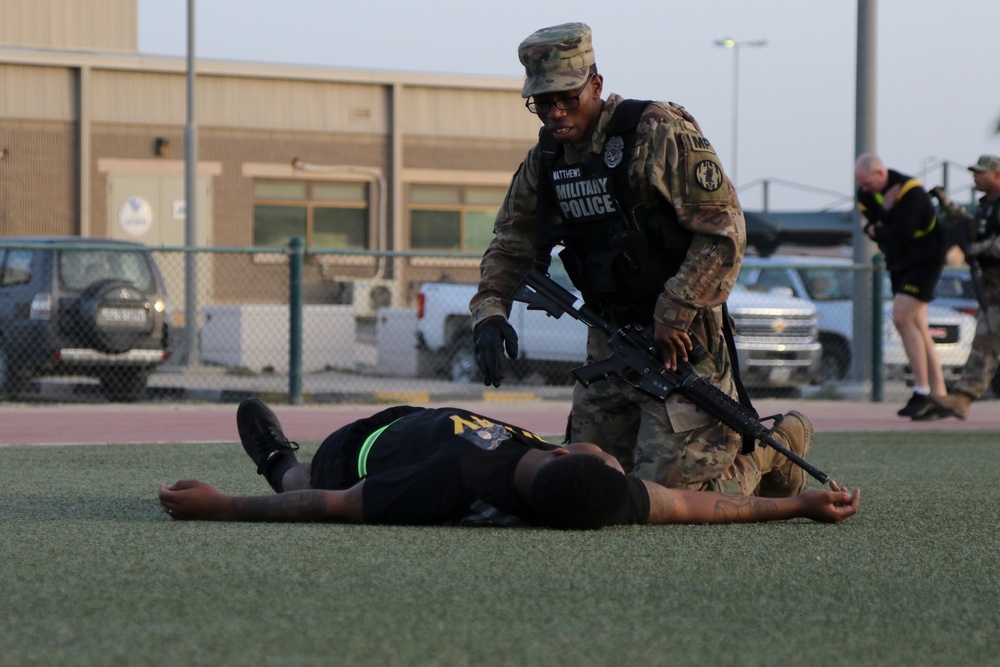 Military police save simulated casualties