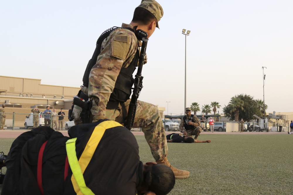 Military police save simulated casualties