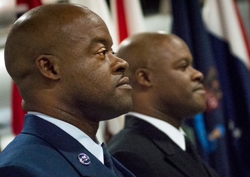 Twin helps brother with final Air Force salute