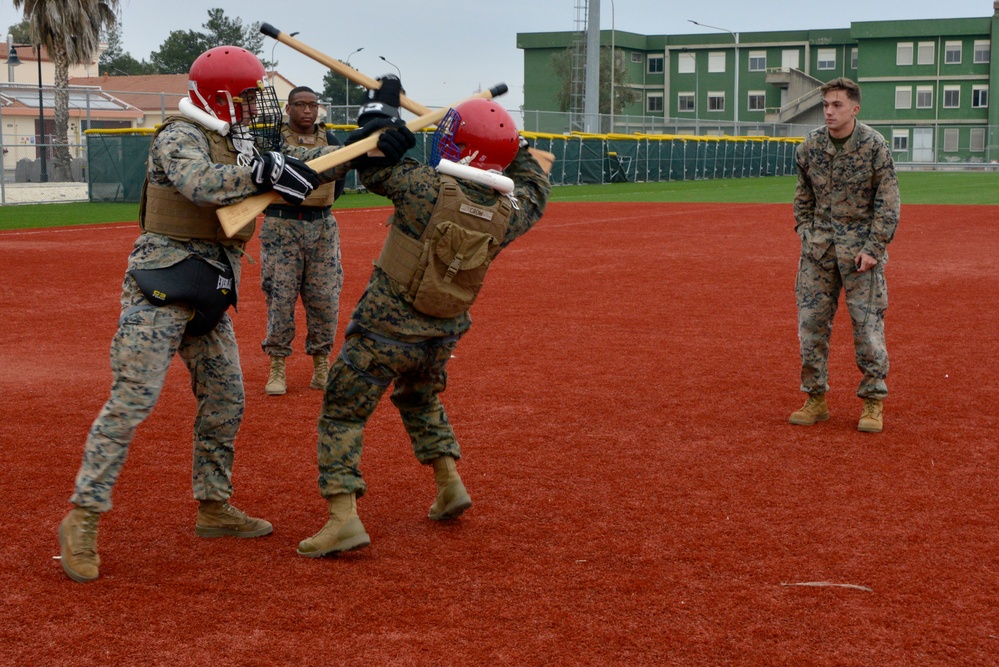 SPMAGTF-CR-AF Marines participate in a Martial Arts Instructor course