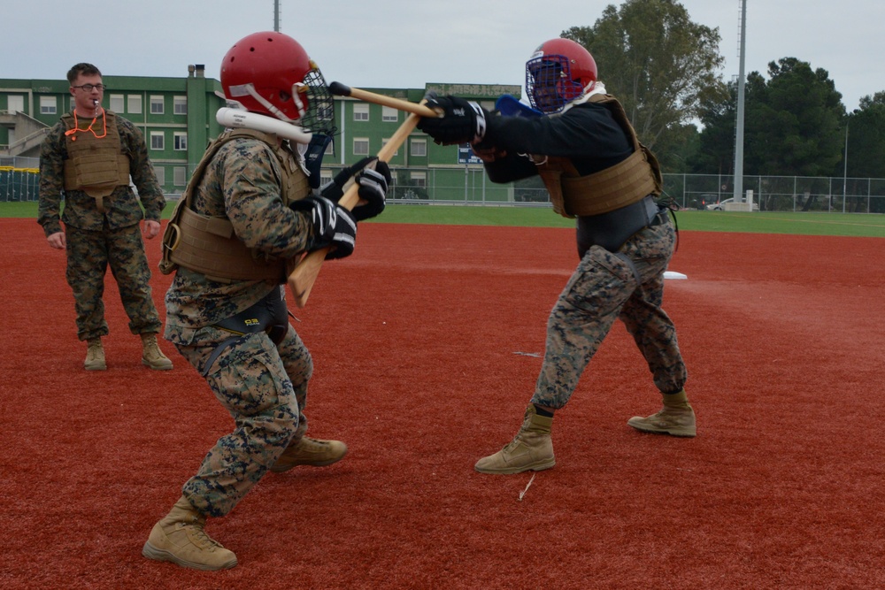 SPMAGTF-CR-AF Marines participate in a Martial Arts Instructor course